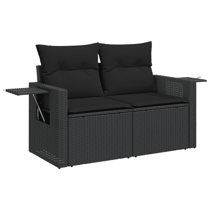 Set Divani da Giardino 5 pz con Cuscini in Polyrattan Nero | homemem39