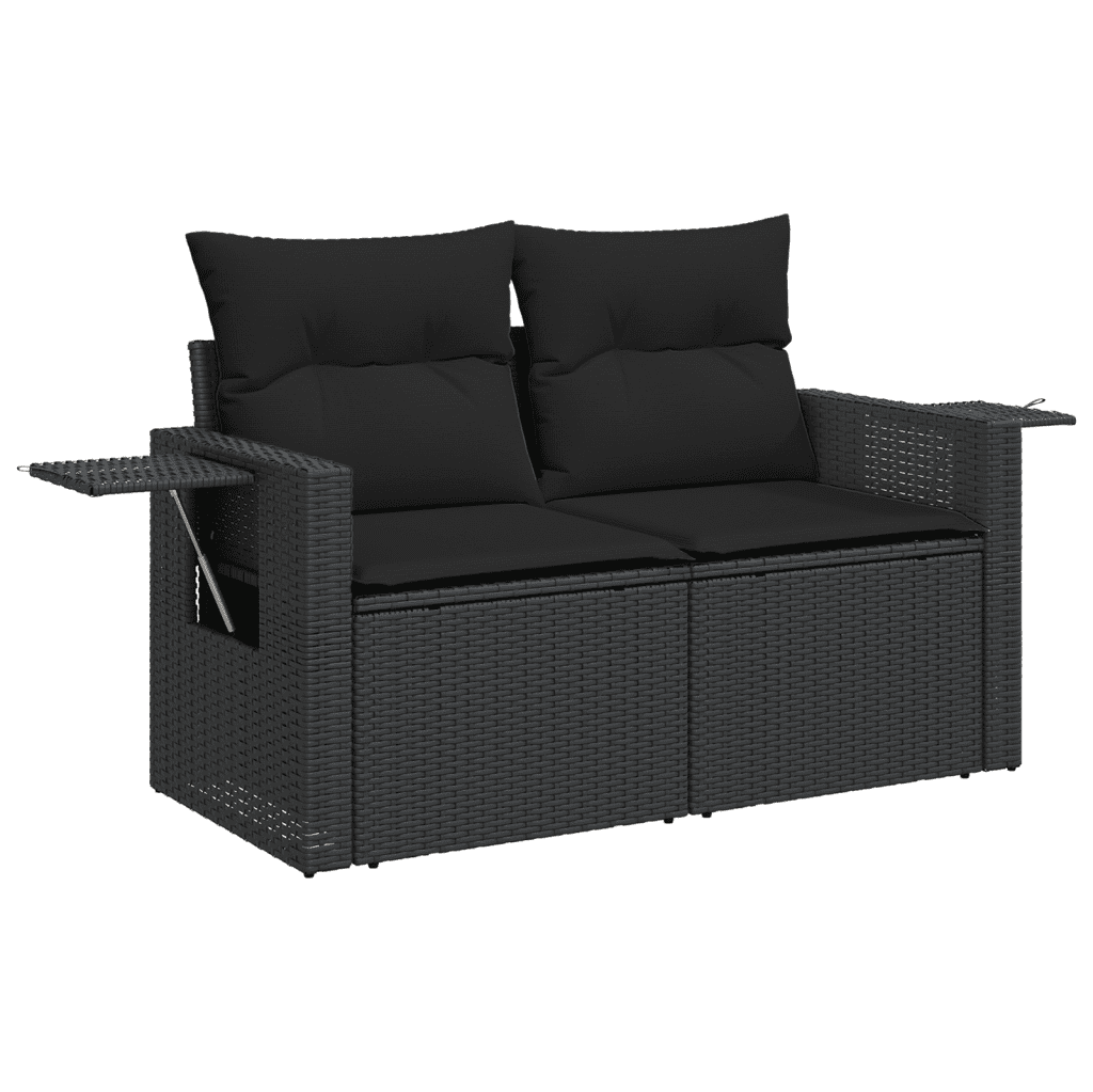 Set Divani da Giardino con Cuscini 7pz Nero Polyrattan | homemem39