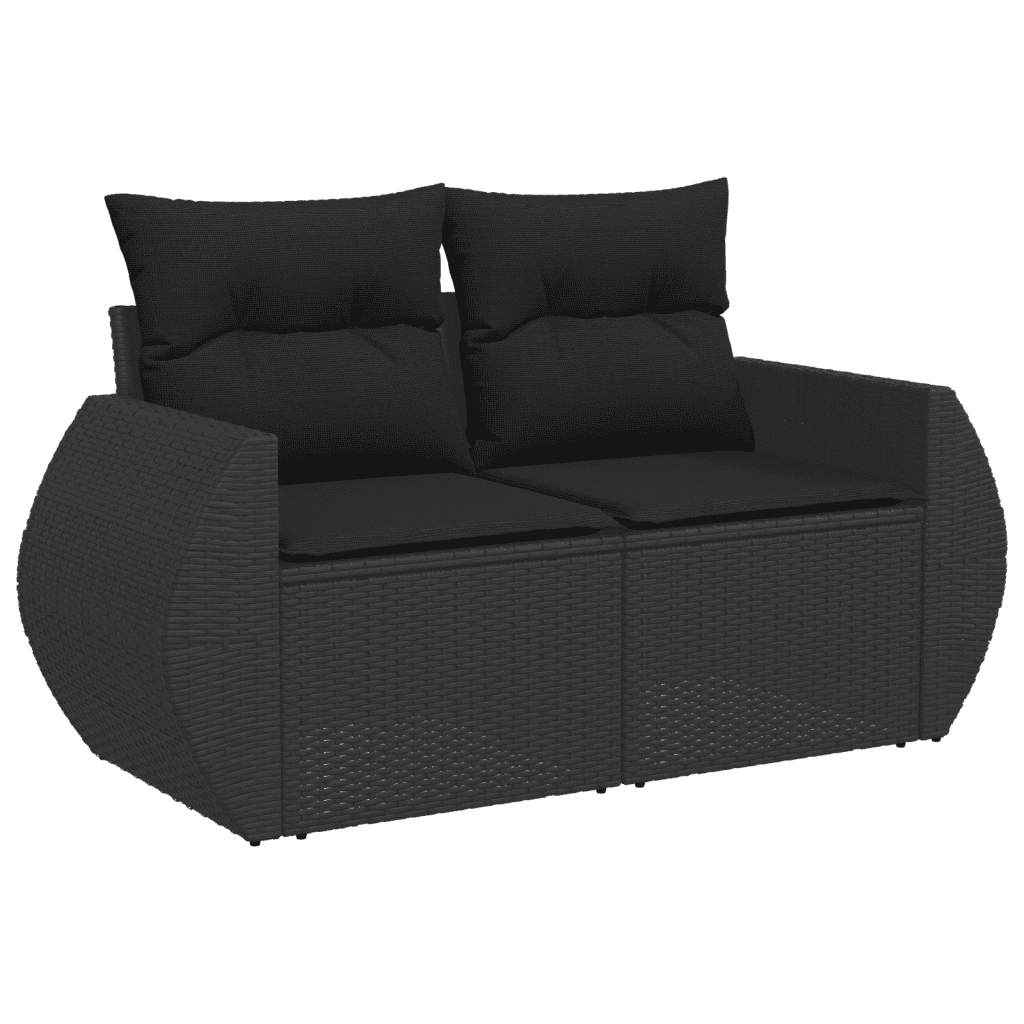 Set Divani da Giardino 9 pz con Cuscini Nero in Polyrattan | homemem39