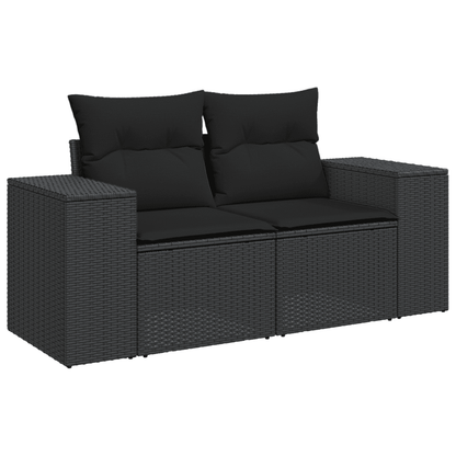 Set Divani da Giardino 10pz con Cuscini in Polyrattan Nero
