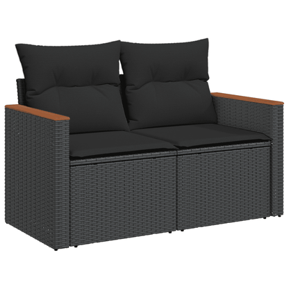 Set Divani da Giardino 10pz con Cuscini in Polyrattan Nero | homemem39