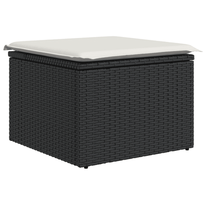 Set Divani da Giardino 13pz con Cuscini Nero in Polyrattan