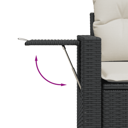 Set Divani da Giardino 4 pz con Cuscini Nero in Polyrattan