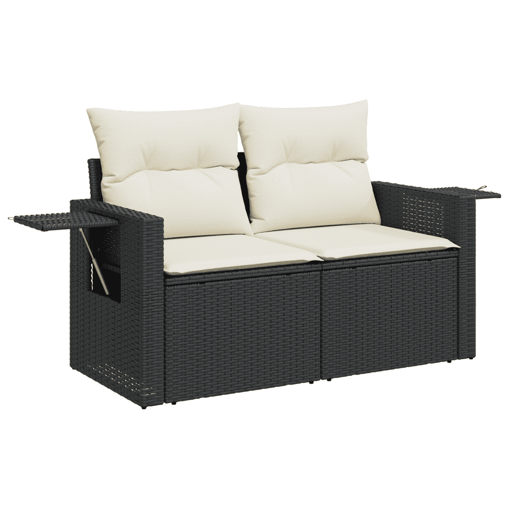 Set Divano da Giardino 6 pz con Cuscini Nero in Polyrattan | homemem39