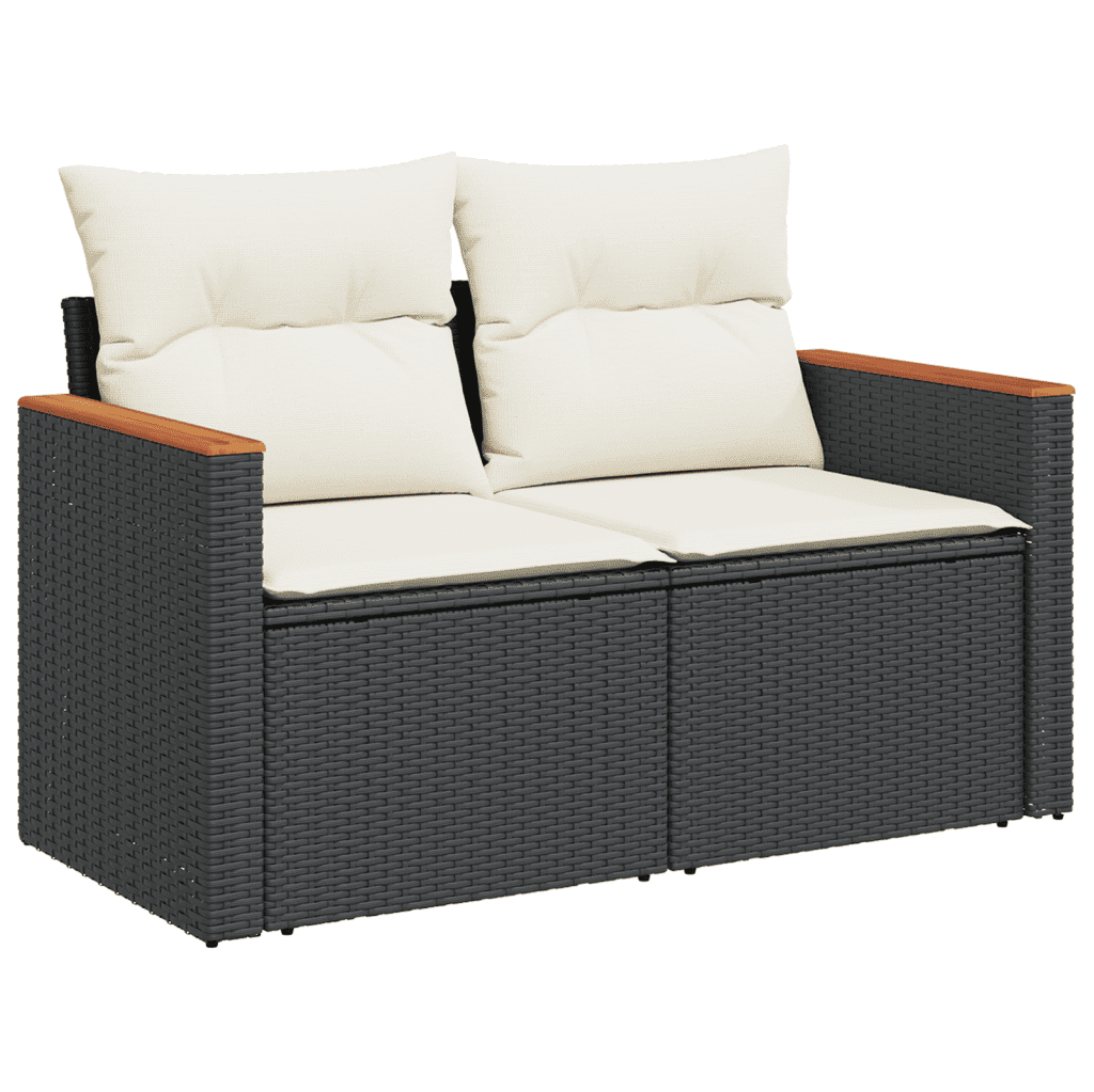 Set Divani da Giardino 13pz con Cuscini Nero in Polyrattan | homemem39