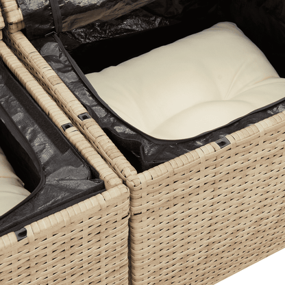 Set Divano da Giardino 8 pz con Cuscini Beige in Polyrattan