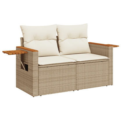 Set Divani da Giardino 11 pz con Cuscini Beige in Polyrattan