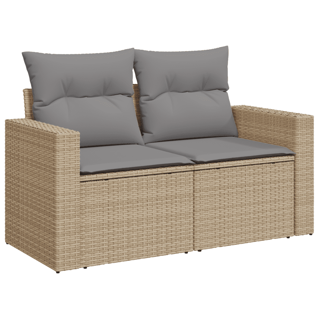 Set Divani da Giardino 12 pz con Cuscini Beige in Polyrattan