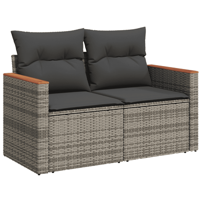 Set Divano da Giardino 10 pz con Cuscini Grigio in Polyrattan