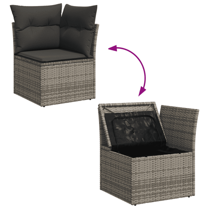 Set Divani da Giardino 4 pz con Cuscini in Polyrattan Grigio