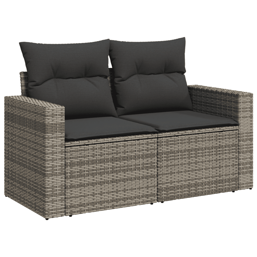 Set Divani da Giardino 4 pz con Cuscini in Polyrattan Grigio
