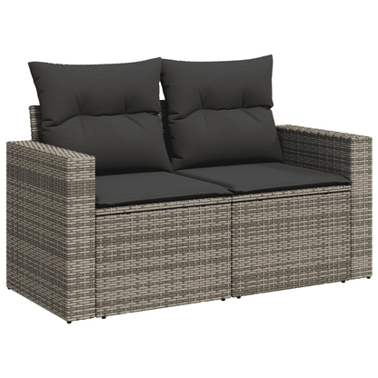 Set Divani da Giardino 4 pz con Cuscini in Polyrattan Grigio