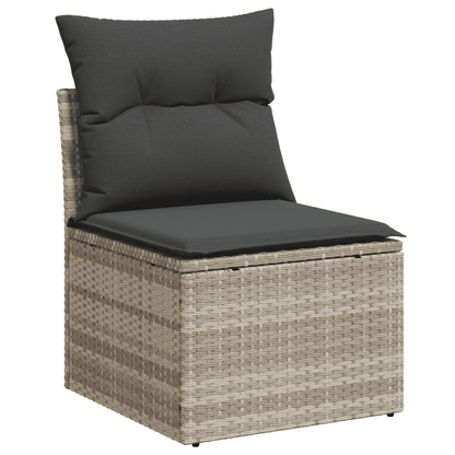 Set Divano Giardino 12 pz con Cuscini Grigio Chiaro Polyrattan