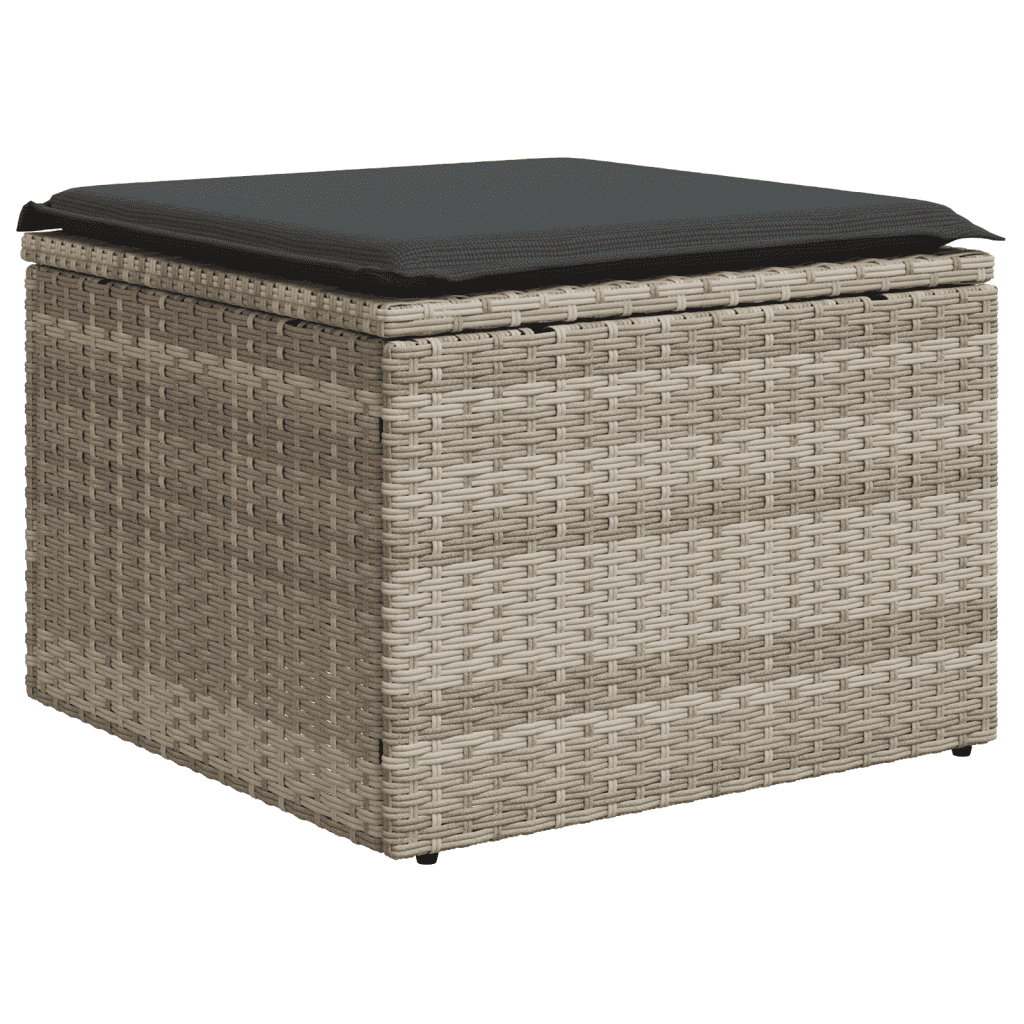 Set Divano da Giardino 8pz con Cuscini Grigio Chiaro Polyrattan
