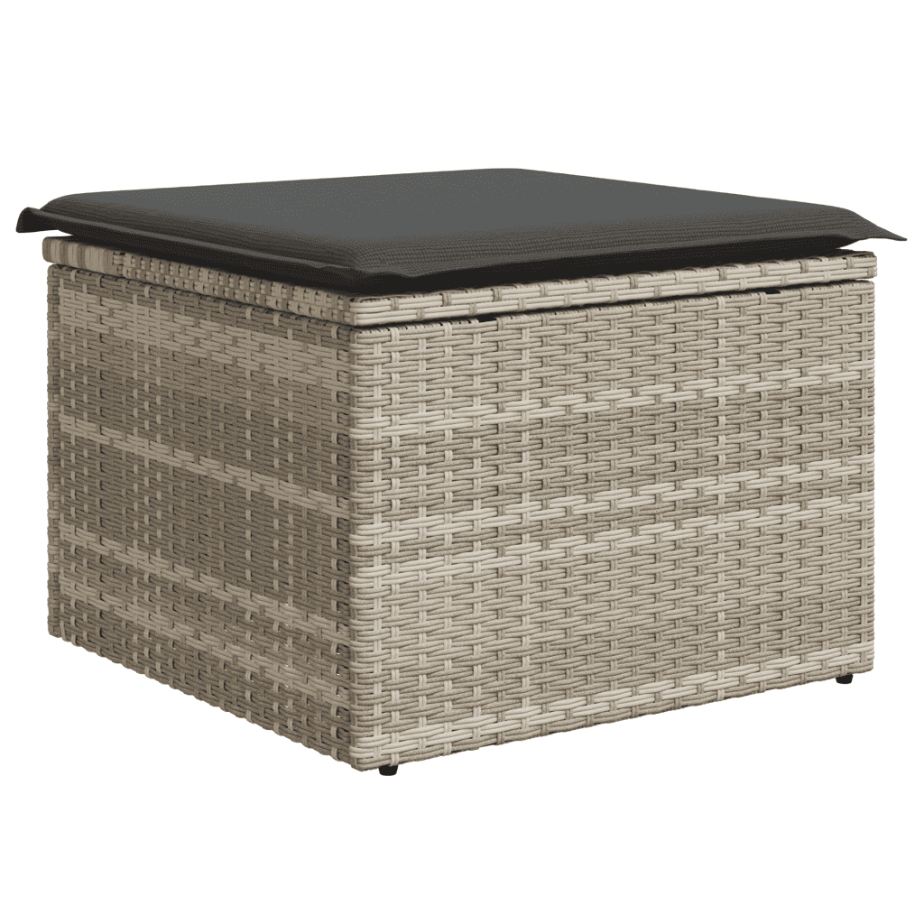 Set Divano Giardino 10 pz con Cuscini Grigio Chiaro Polyrattan