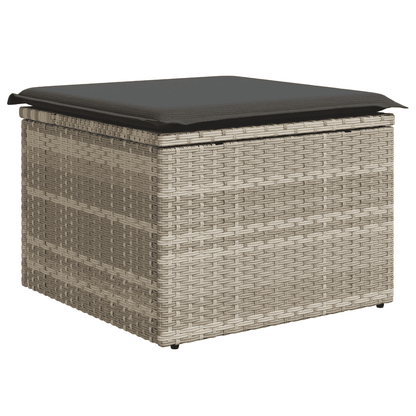 Set Divano da Giardino 4pz con Cuscini Grigio Chiaro Polyrattan