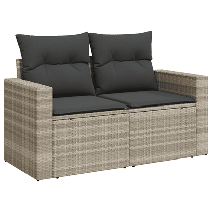 Set Divani Giardino 13 pz con Cuscini Grigio Chiaro Polyrattan