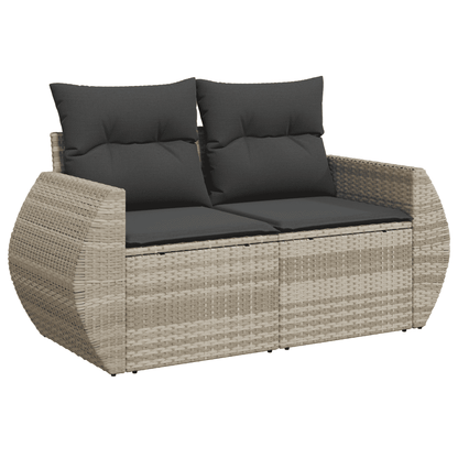 Set Divani da Giardino 11 pz con Cuscini in Polyrattan Grigio | homemem39