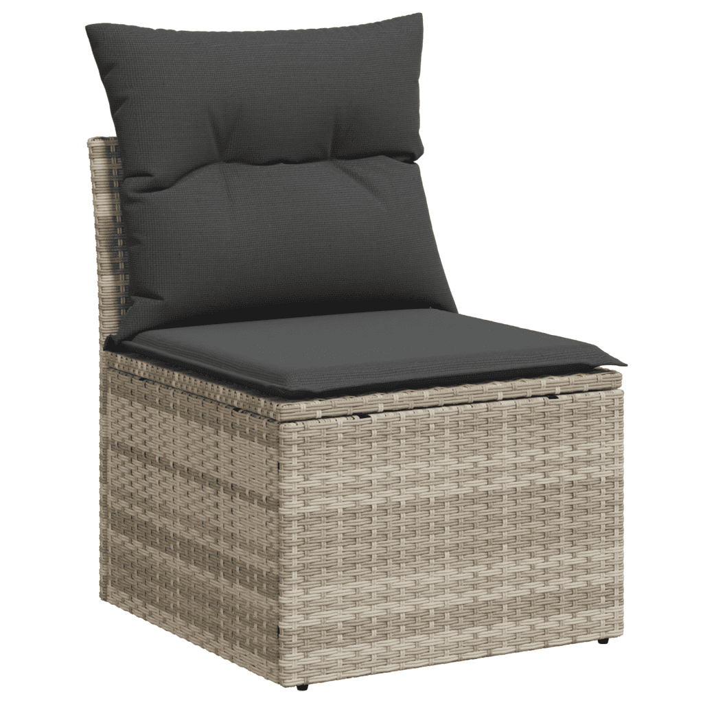 Set Divano Giardino 12 pz con Cuscini Grigio Chiaro Polyrattan