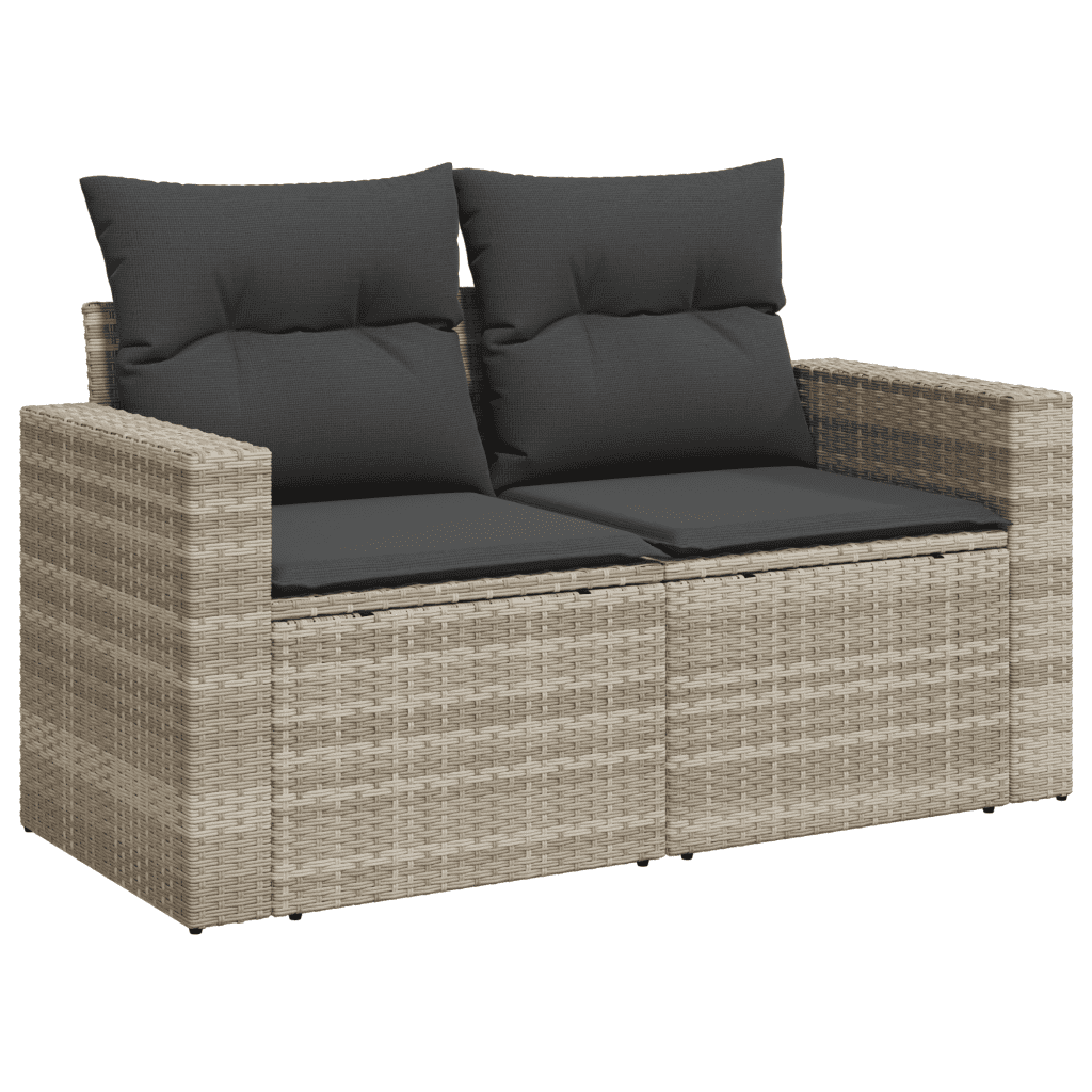 Set Divano Giardino 12 pz con Cuscini Grigio Chiaro Polyrattan