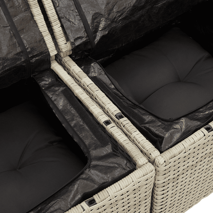 Set Divano da Giardino 8pz con Cuscini Grigio Chiaro Polyrattan