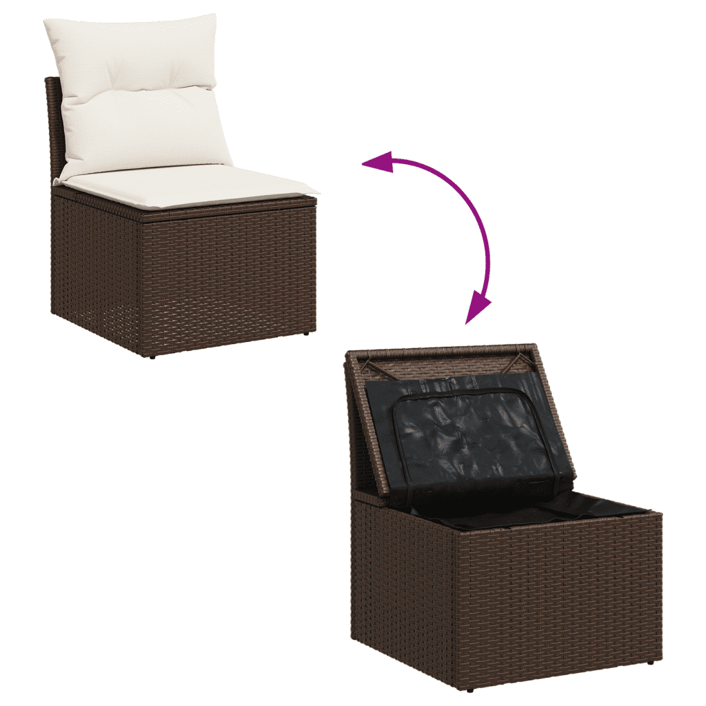 Set Divani da Giardino 12 pz con Cuscini Marrone in Polyrattan