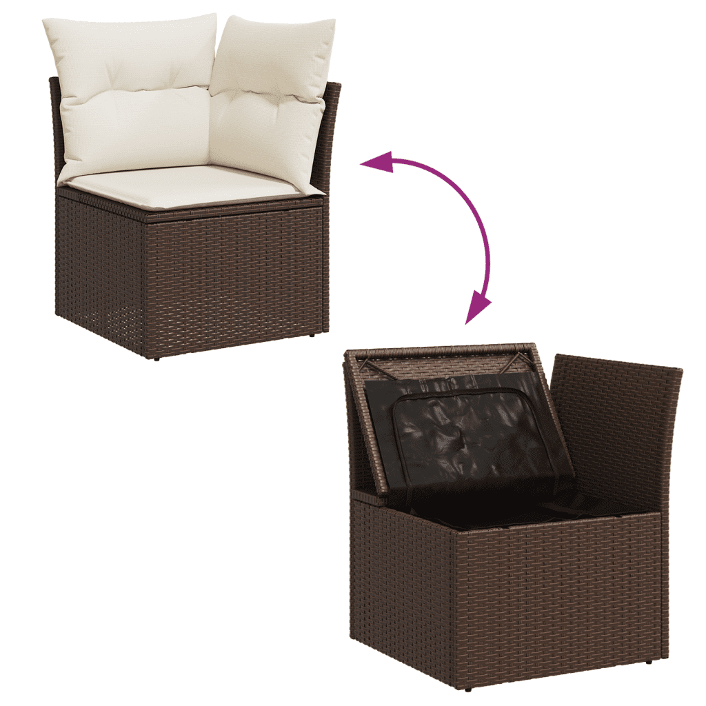 Set Divani da Giardino 12 pz con Cuscini Marrone in Polyrattan
