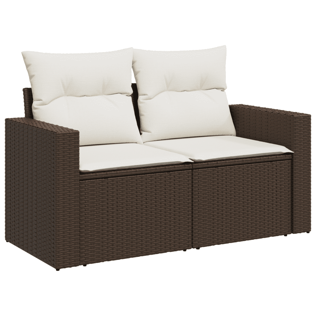 Set Divano da Giardino 4 pz con Cuscini Marrone in Polyrattan