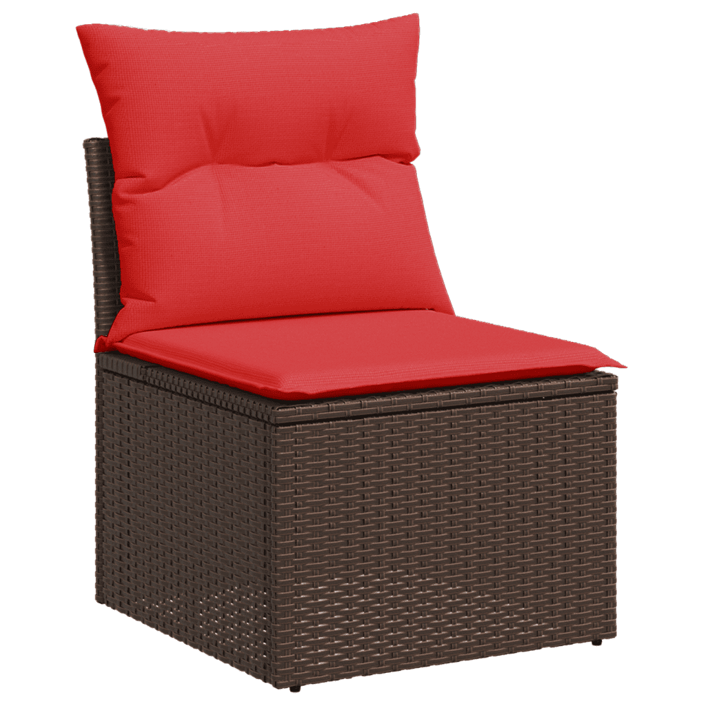 Set Divani da Giardino 10 pz con Cuscini Marrone in Polyrattan