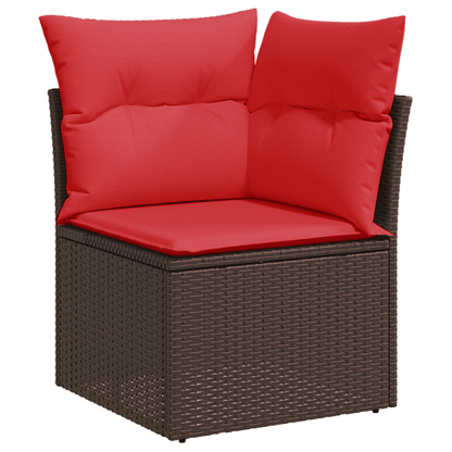 Set Divani da Giardino 11 pz con Cuscini Marrone in Polyrattan