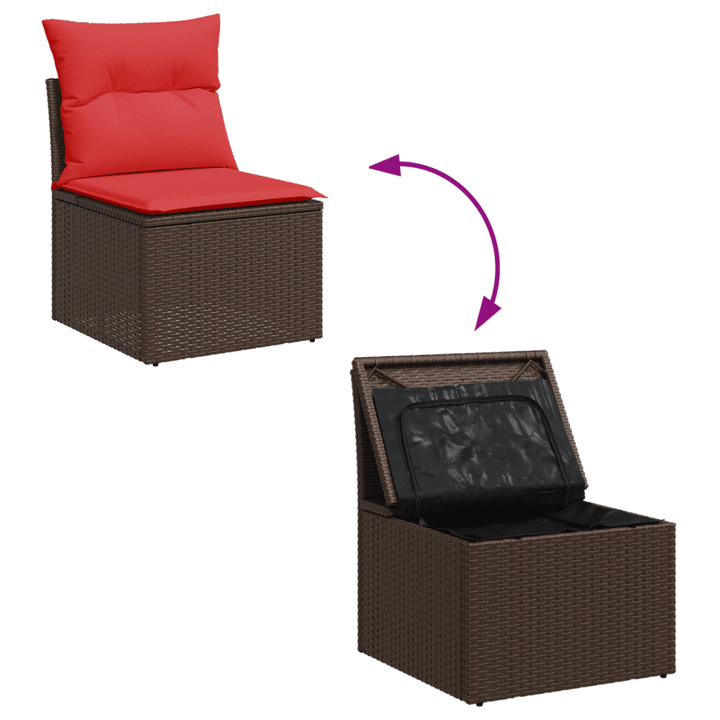Set Divani da Giardino 6 pz con Cuscini Marrone in Polyrattan | homemem39