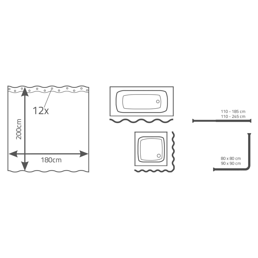 RIDDER Tenda da Doccia Soaring 180x200 cm