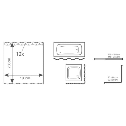 RIDDER Tenda da Doccia Soaring 180x200 cm