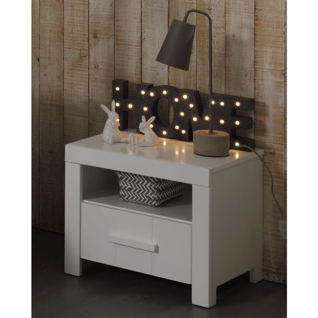 Vipack Erik Bedside Table with White Wooden Drawer