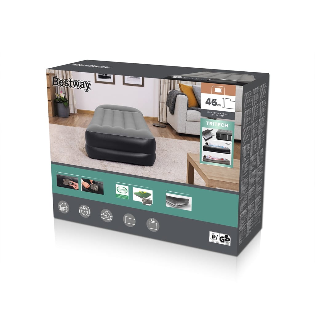 Materasso Gonfiabile Fioccato con Pompa Aria 191x97x46 cm | homemem39