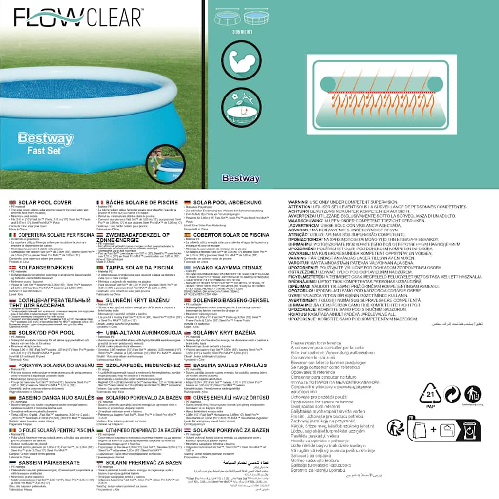 Copertura Solare per Piscina Flowclear 305 cm