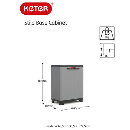 Keter Armadietto Basso Stilo Grigio e Nero 90 cm