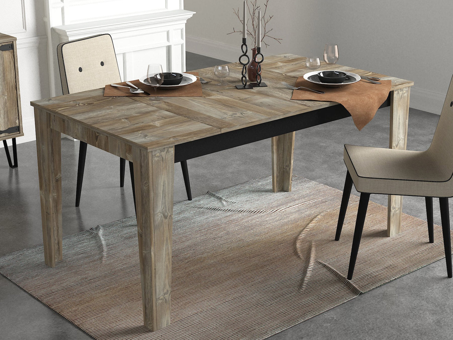 Tavolo da Pranzo Multifunzionale in Melamina Beige