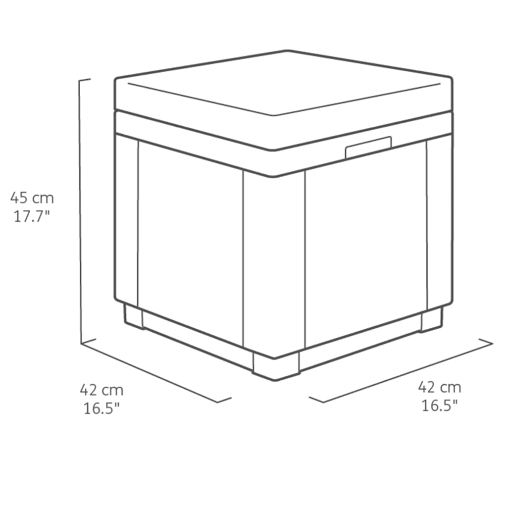 Keter Cubo Pouf Portaoggetti con Cuscino Grafite