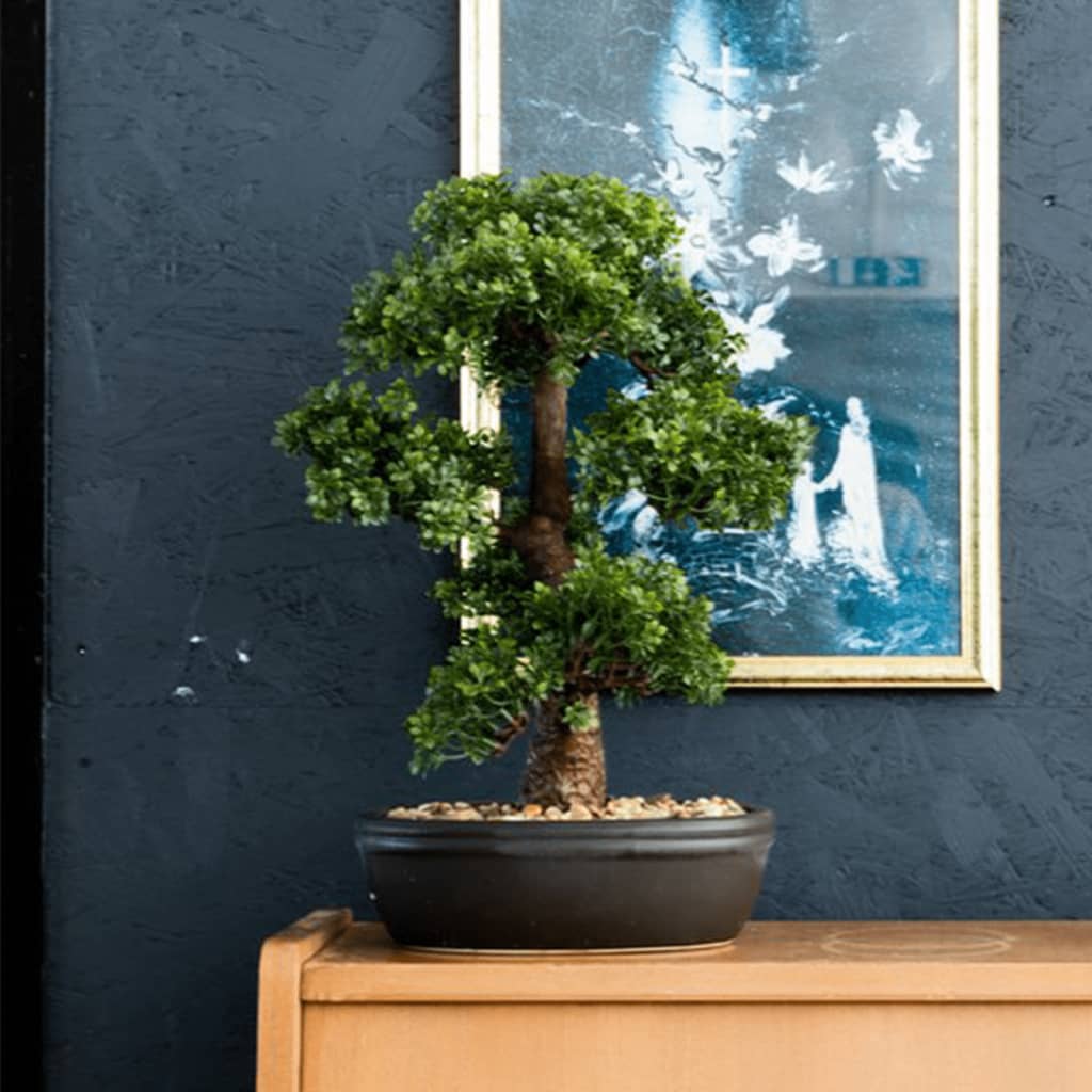 Emerald Ficus Artificiale Mini Bonsai con Vaso Marrone 43 cm - homemem39