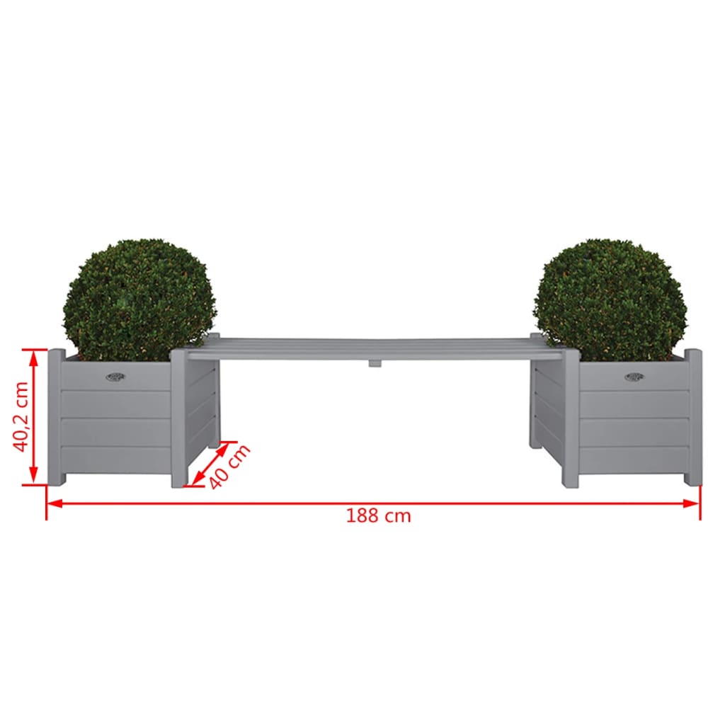 Esschert Design Planters with Deck Bench Gray CF33G