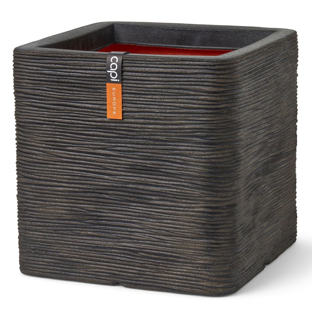 Capi Vaso Nature Rib Quadrato 30x30x30 cm Marrone Scuro - homemem39