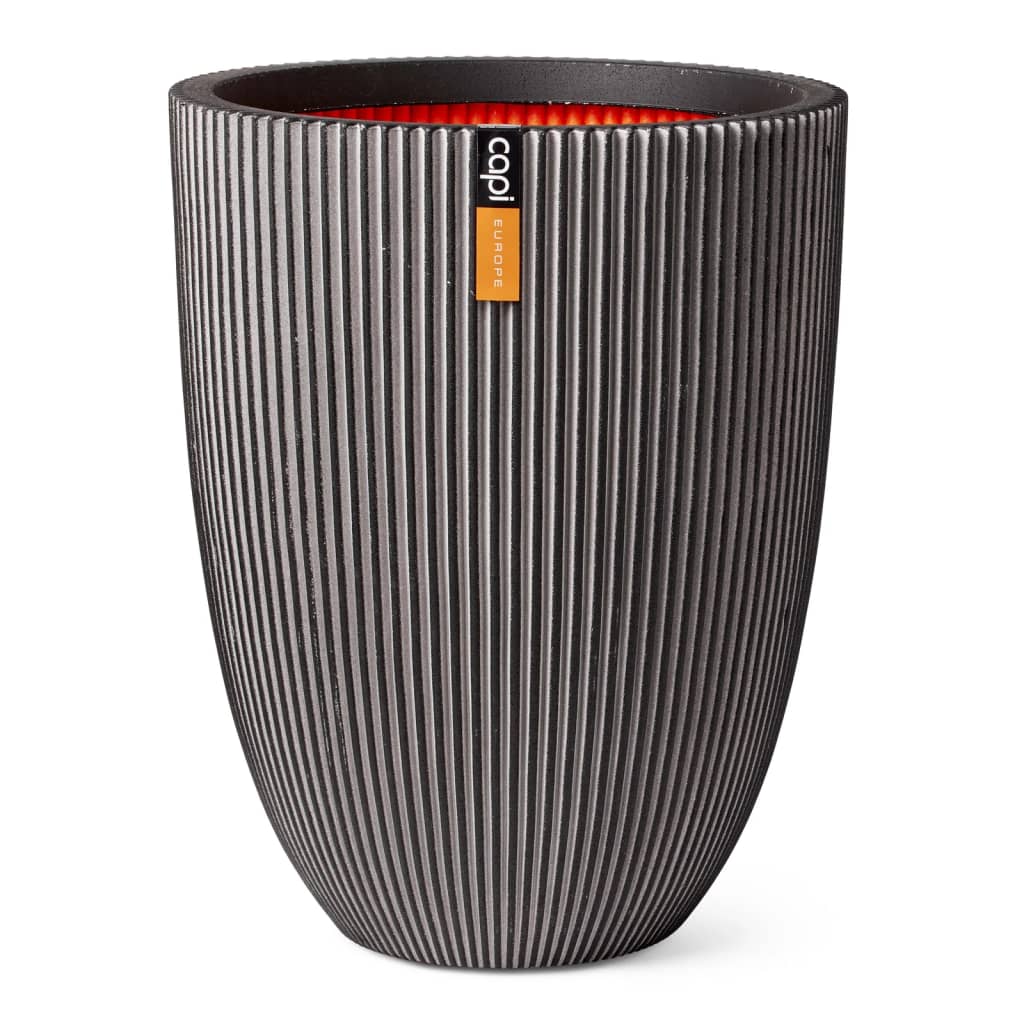 Capi Elegant Groove Vase 34x46 cm Anthracite