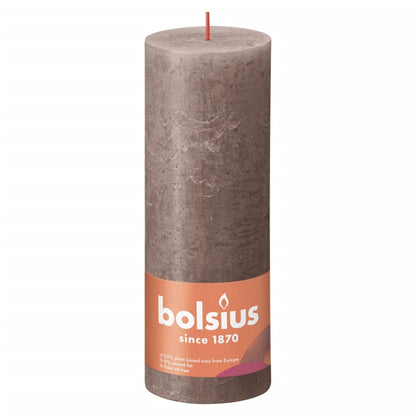 Bolsius Candele Rustiche a Colonna Shine 4 pz 190x68mm Tortora Rustico - homemem39