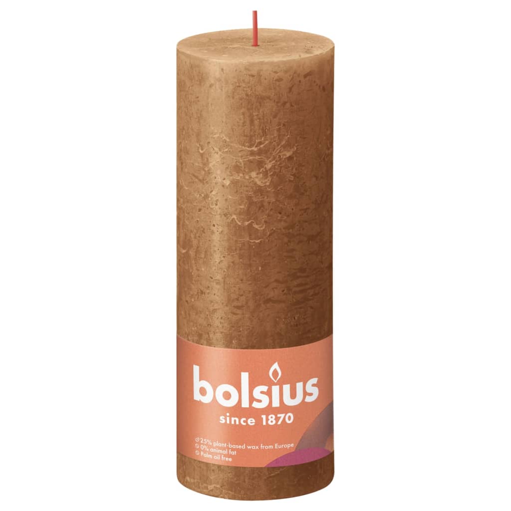 Bolsius Candele Rustiche a Colonna Shine 4 pz 190x68 mm Marrone Spezia - homemem39