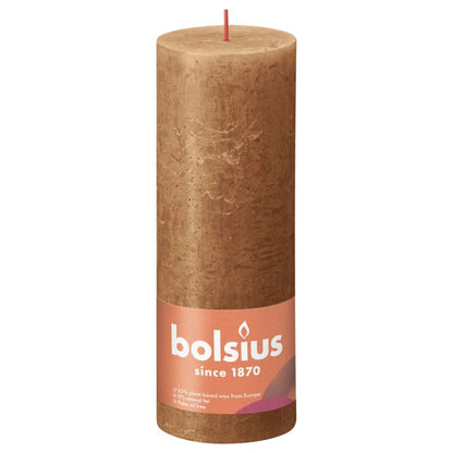 Bolsius Candele Rustiche a Colonna Shine 4 pz 190x68 mm Marrone Spezia - homemem39