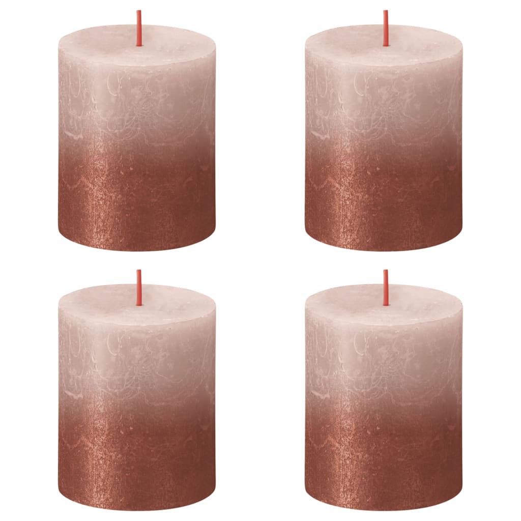 Bolsius Candele Pilastro Rustiche Sunset 4 pz 80x68 mm Rosa e Ambra - homemem39