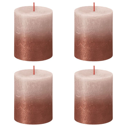 Bolsius Candele Pilastro Rustiche Sunset 4 pz 80x68 mm Rosa e Ambra - homemem39