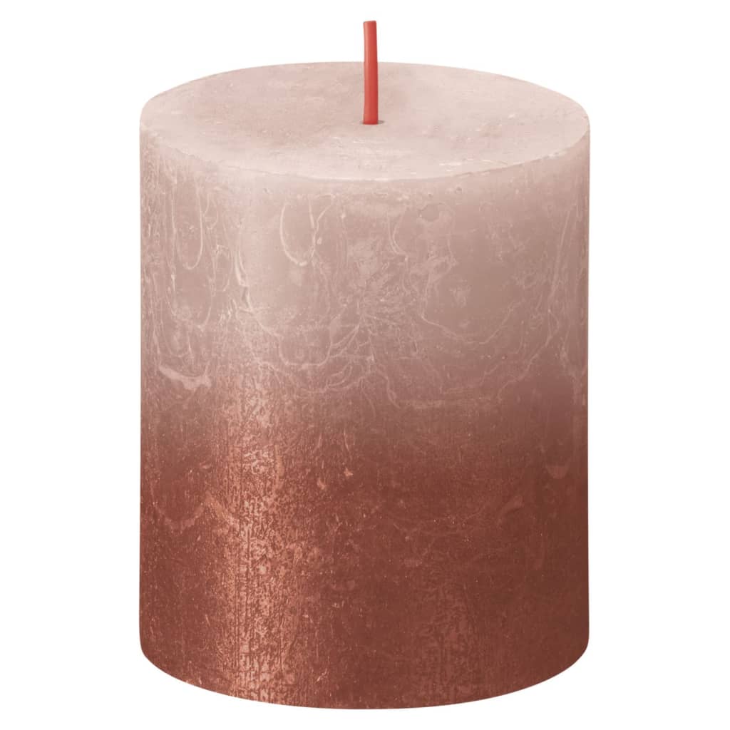 Bolsius Candele Pilastro Rustiche Sunset 4 pz 80x68 mm Rosa e Ambra - homemem39