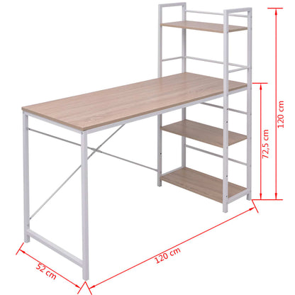 Scrivania con Libreria a 4 Livelli Rovere | homemem39